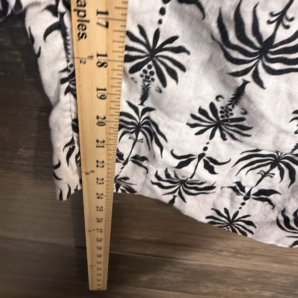Nicole Miller Black and White Palm Print Pants 100% Linen - Picture 3 of 4